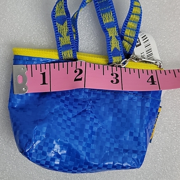 IKEA Knolig mini shopper tote keychain blue yellow coin purse - Picture 6 of 10